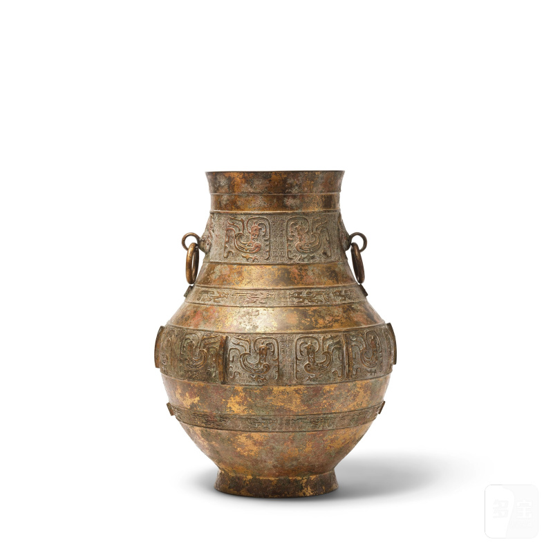 清晚期 鎏金銅雙獸耳活環壺 | VASE ARCHAÏSANT EN BRONZE DORÉ, HU - 图6